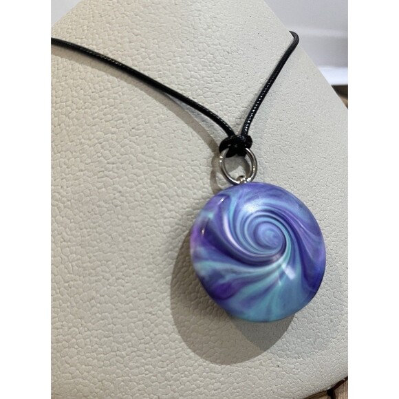 NEW Handmade Retro Art To Wear Purple Polymer Clay Bead Silver Tone Necklace - Picture 3 of 7